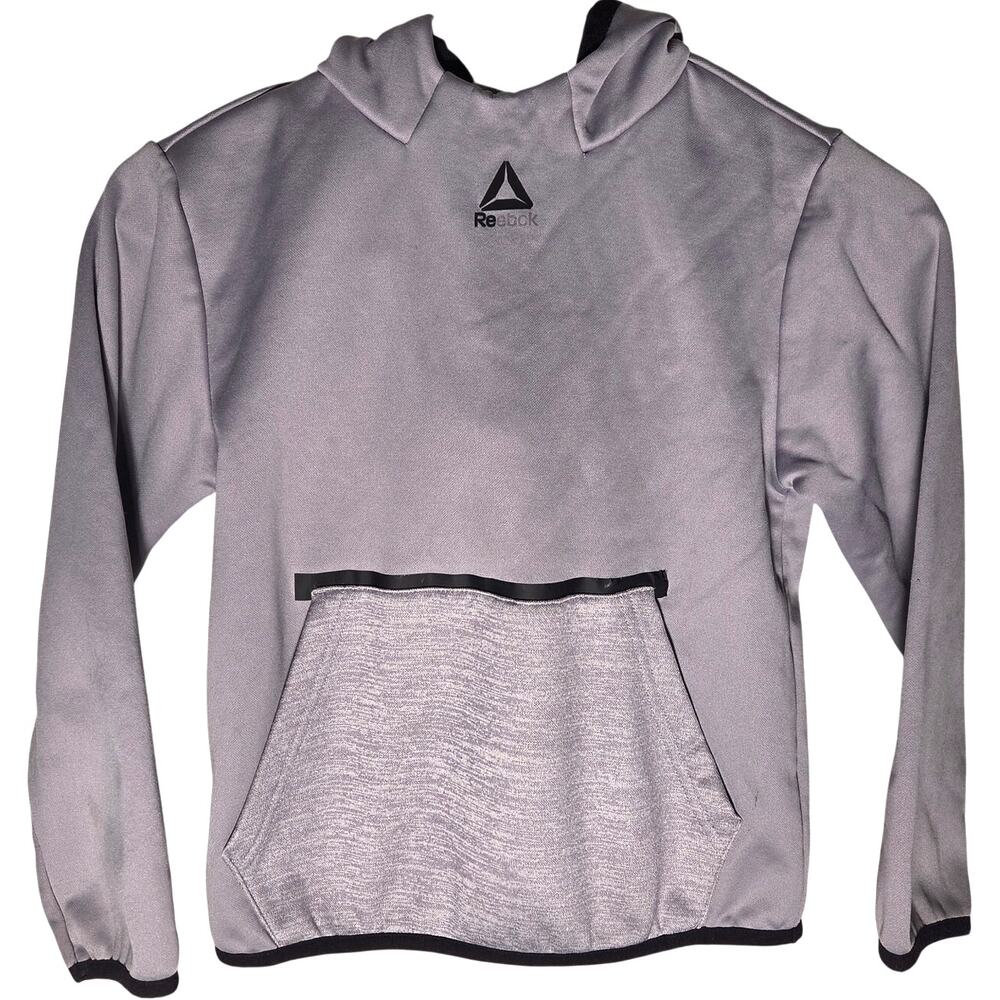 Reebok Kids Grey & Black Pullover Hoodie - Size 6-7